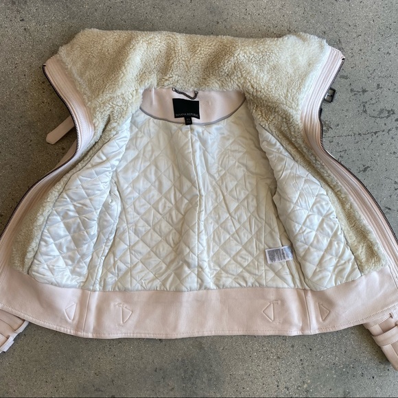 Banana Republic Shearling Pink Moto Bomber Jacket - Picture 6 of 7